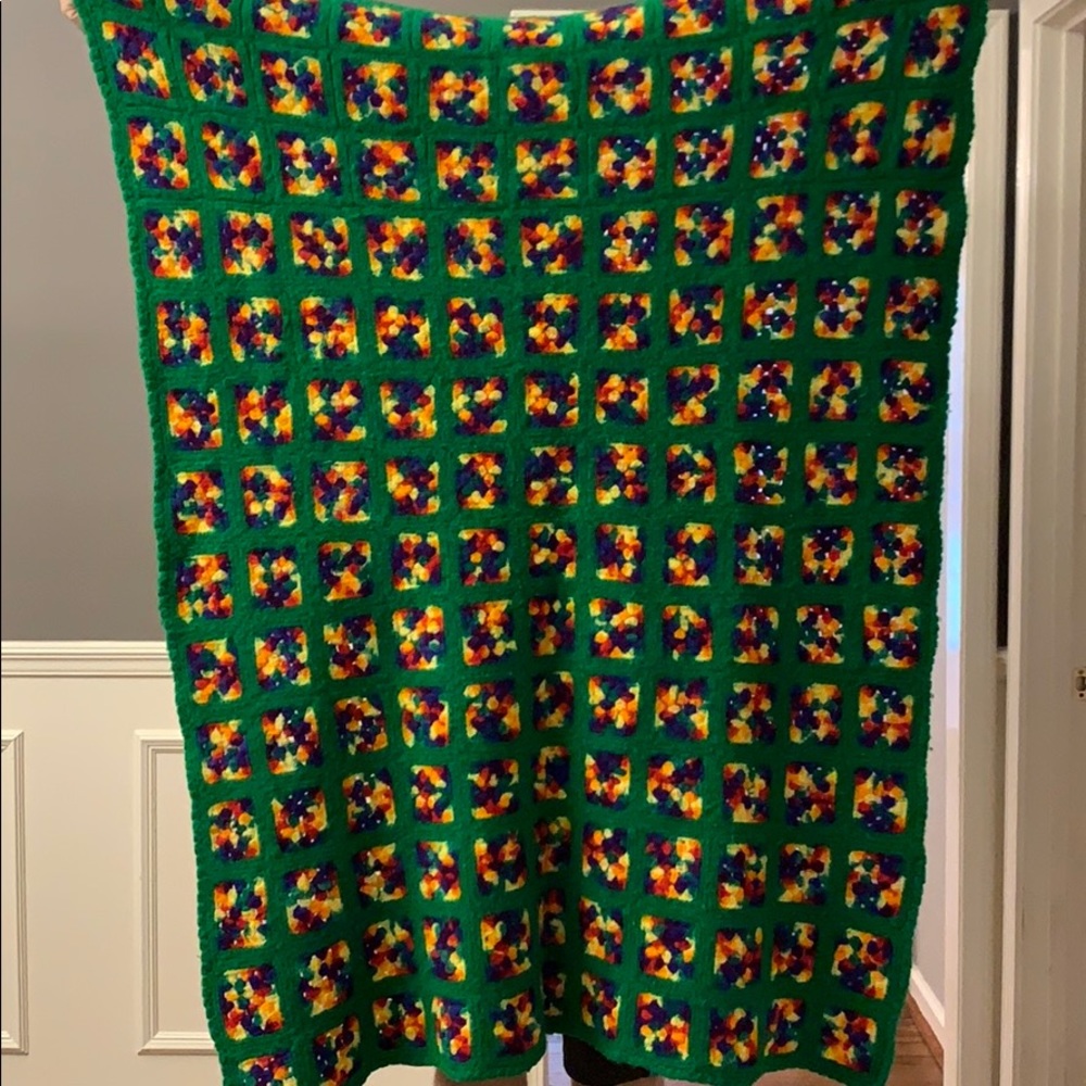 Vintage Granny Square Afghan Throw Blanket